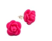 Hot Pink Rose Post Earrings stud earrings