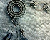 Industrial Chic Steampunk Inspired  Rhinestones and Bullet Pendant Necklace