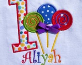 Girls' Birthday Lollipop Trio in Primary Colors Short Sleeve Onesie