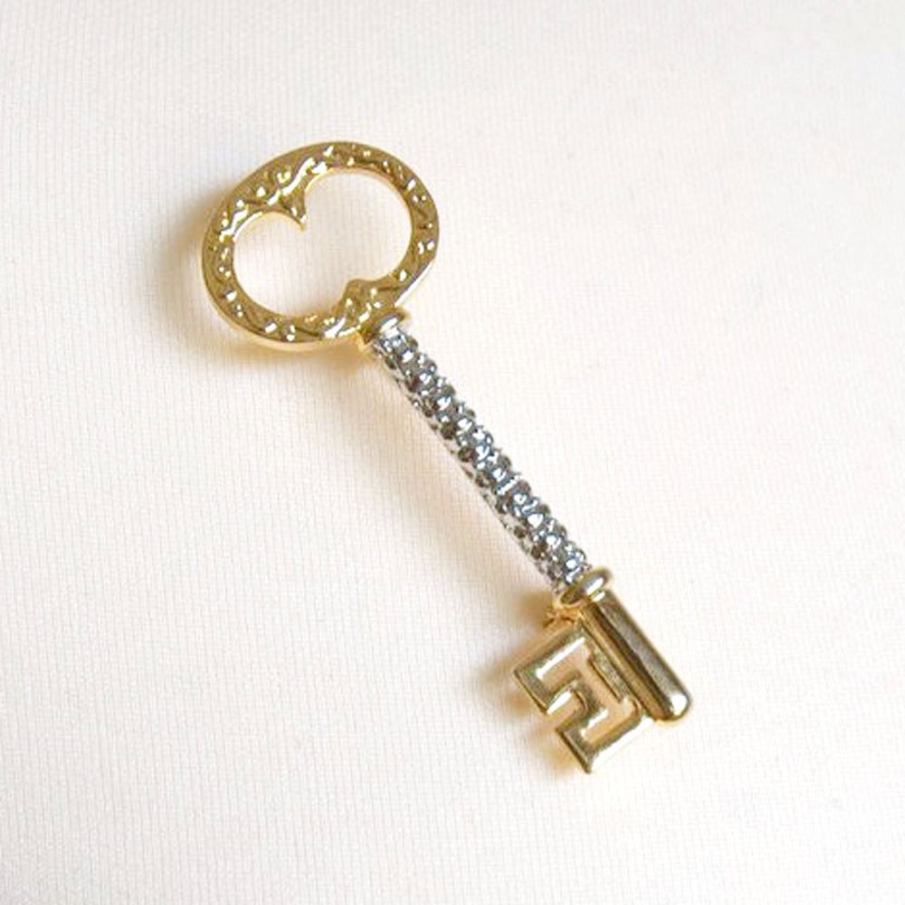 SALE Two Tone Large Key Brooch