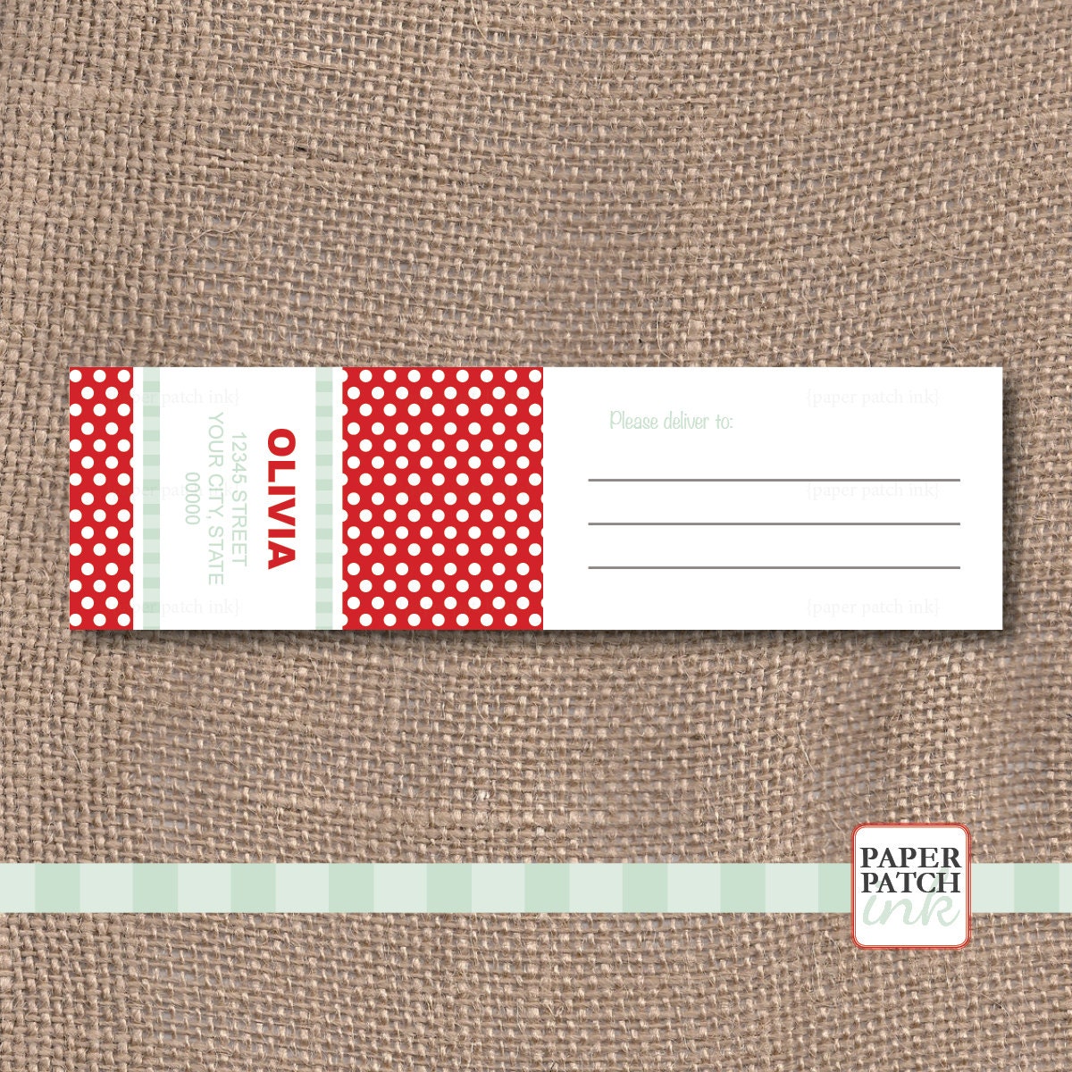 Olivia the Pig Inspired Wrap Around Address Label PDF Sheet  -  Printable - DIY