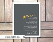 My Wish Lyrics with Stars - Printable 8x10 - Nursery Baby or Kids Print - Instant Download