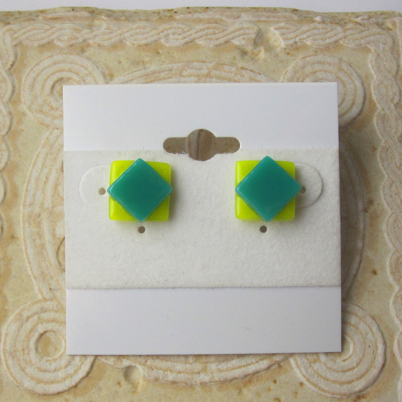 Yellow & Green Confetti Earrings  - DGE 344