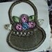 Vntage Ribbon Work Basket Flowers 1920s French Metallic Bullion original Applique