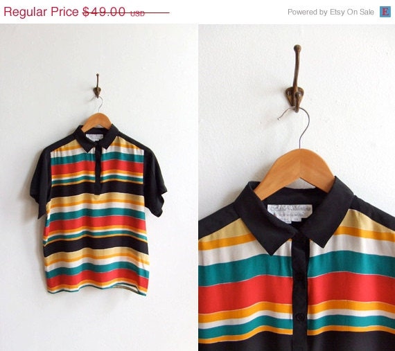 25% OFF STOREWIDE SALE Vintage designer silk striped blouse