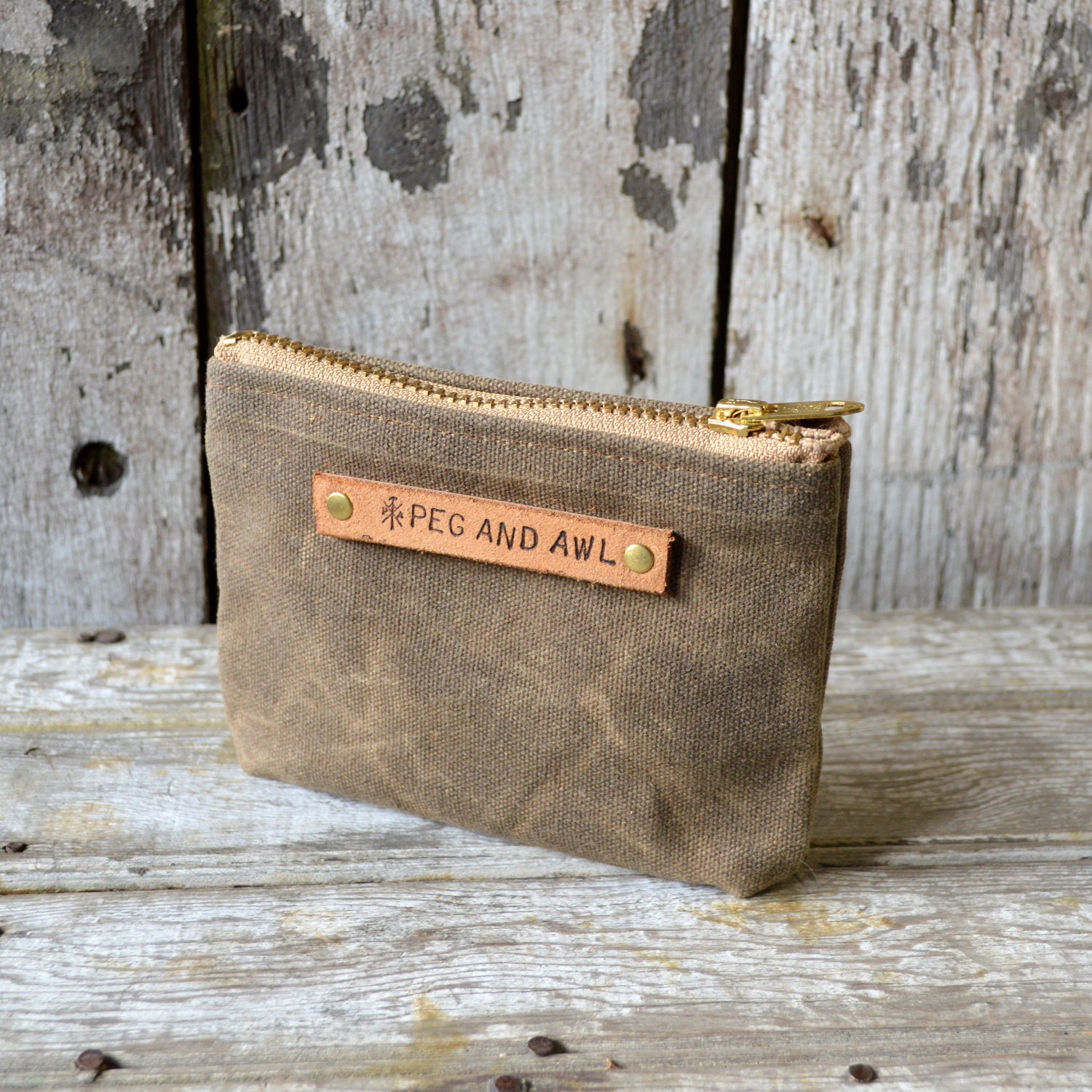 Small Waxed Canvas Pouch: Truffle