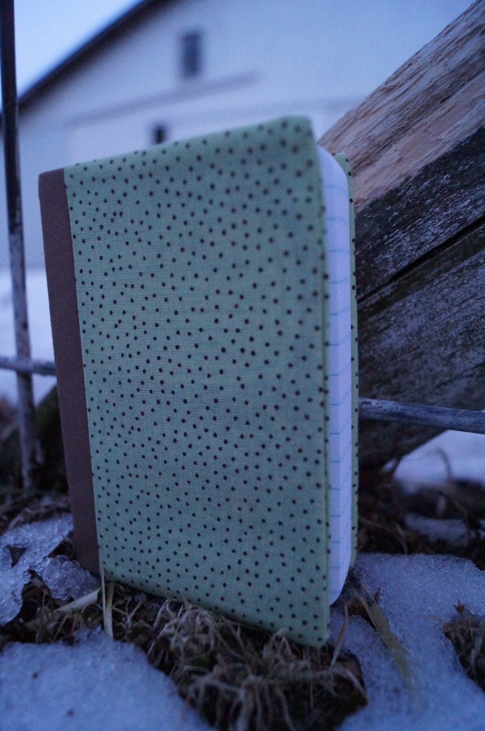 Brown Dotted Green Mini Notebook  FREE SHIPPING