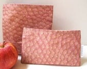 Reusable Sandwich and Snack Bag Set with romantic salmon pink flowers with glitter