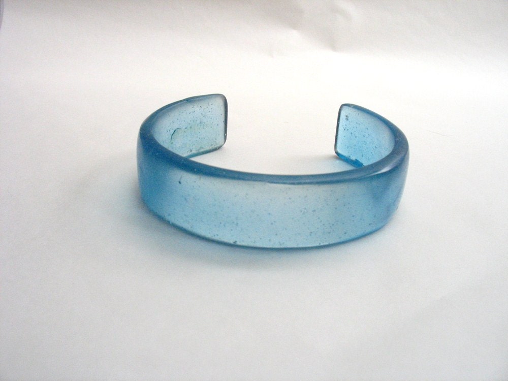 Blue resin bangle bracelet cuff jewelry , sapphire cobalt blue marbled adjustable medium small size clear broad band peacock light color