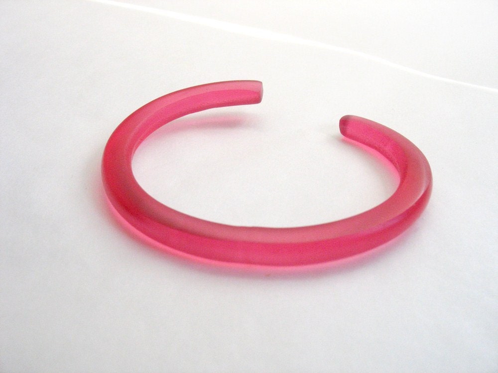 Cherry pink skinny resin bangle bracelet cuff jewelry , raspberry pink cuff , women jewelry , cuff jewellery , handmade jewellery australia