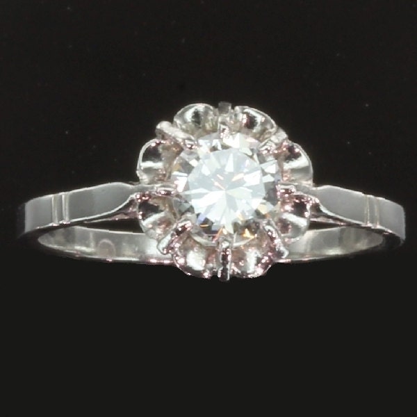 Estate engagement ring one stone diamond platinum with certificate