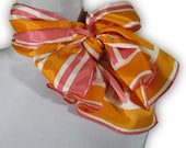 Vera Ladybug signature Scarf Orange & Pink, long silk scarf