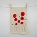 Red Poppy Flowers Tea Towel on Natural Dish Cloth