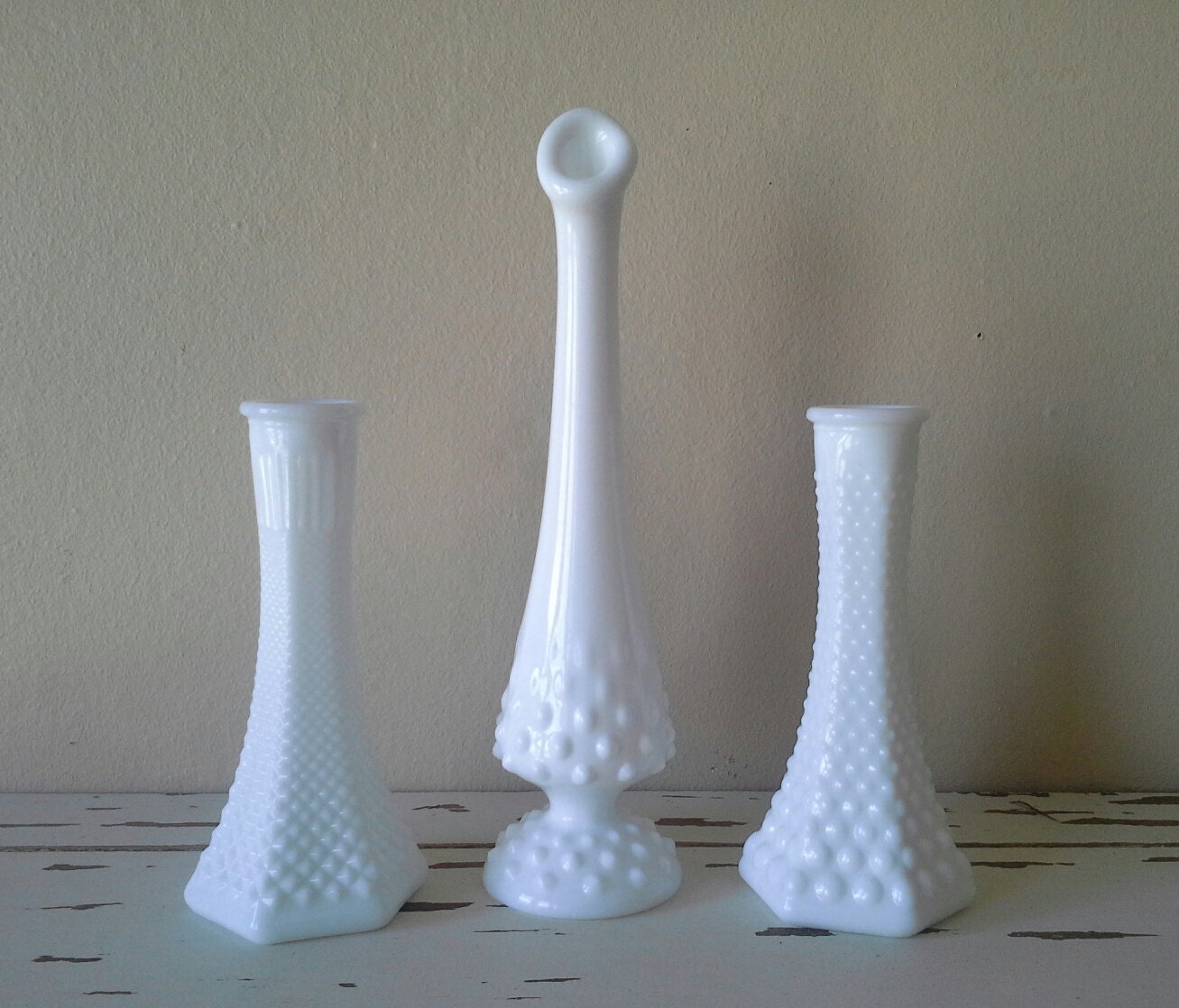 Milk Glass Vases, bud vases, Weddings, Cottage chic, Paris Chic, french country