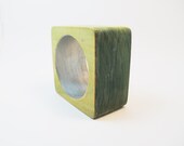Green Antiqued Wooden Bracelet Jewelry with Silver Applique