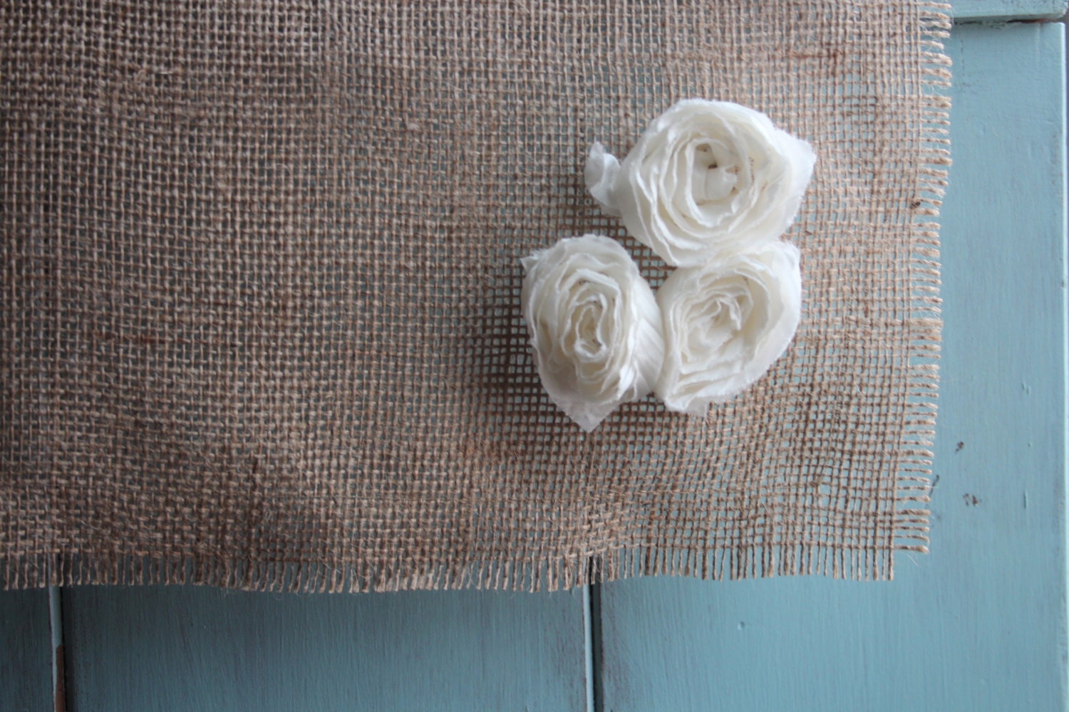Flower Farmhouse Burlap Table Runner // Weddings, Home Decor, Rustic, Shabby Chic // 72 in.