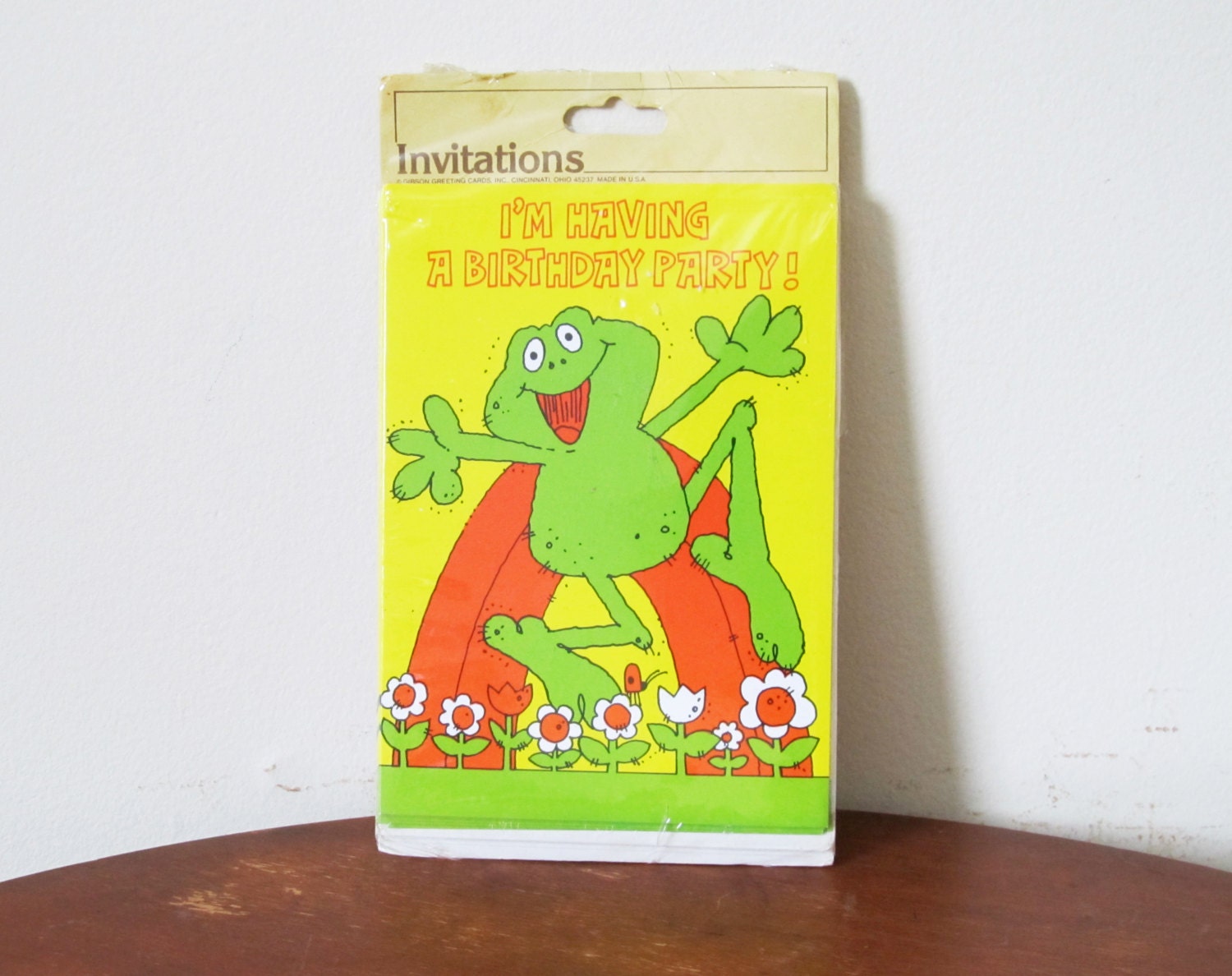 vintage 1970s Birthday Invitations // Paper Goods // Excited Frog // Novelty