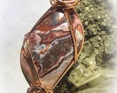 Copper Mexican Crazy Lace Agate Wire Wrapped Stone Bracelet