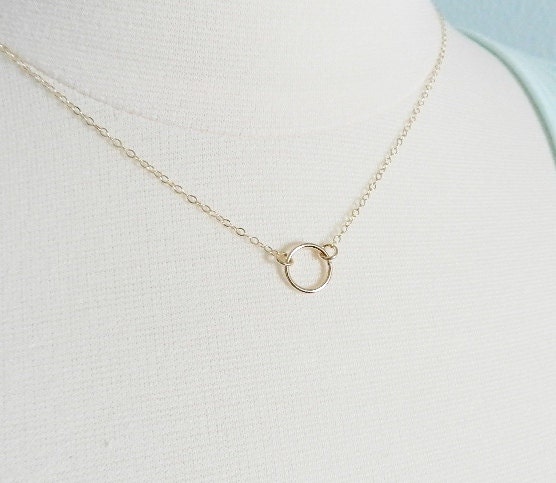 Gold circle necklace, gold fill, minimal modern jewelry