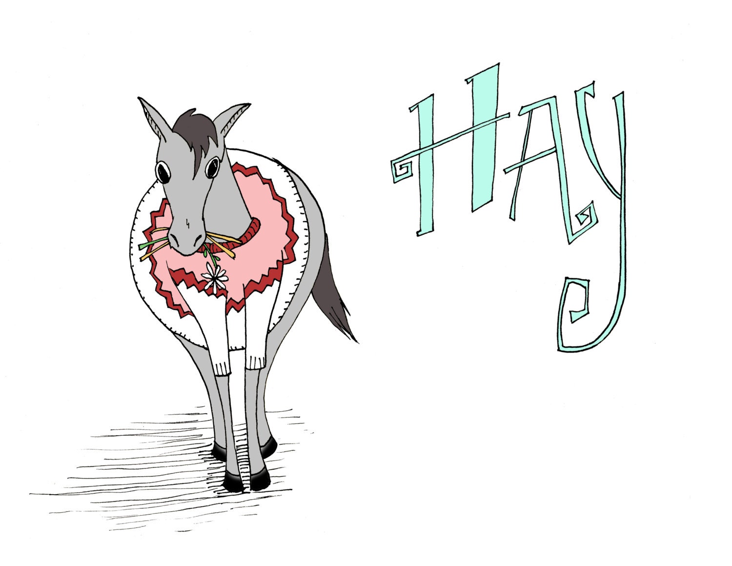 Chubby Horse Valentine: You're Sweeter than apples and sugar cubes - I love you Card and Envelope set