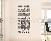 Vinyl Wall Sticker Decal, In this house we do
