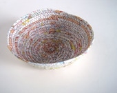 Map Art Basket - Coiled Basket - Original Fiber Art Vessel with Altered Road Map of North Dakota - Small Paper Bowl