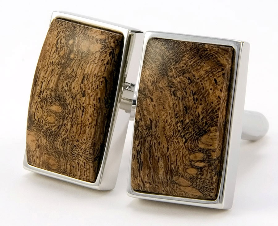 Mesquite Burl Sterling Silver Cuff Links - Wooden Cufflink - Fathers Day Gift, Groomsmen Gift, Best Mans Gift