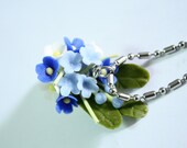 Miniature Polymer Clay Flowers Supplies, Handmade Forget-me-not Charm Necklace, Jewelry Gifts 1 pcs