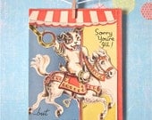 Vintage Get Well Soon Card Puppy Carousel  1950's