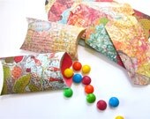 Pillow Boxes, Set of 12 Gift Packaging Boxes - K and Co Que Sera Sera, Colorful and Exotic Travel Theme