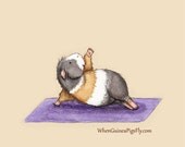 Side Plank - Guinea Pig Yoga Art Print 5x7