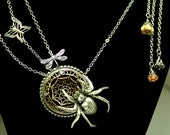 Steampunk Necklace Spider Woodland Art Nouveau Necklace Spider Web Romantic Gothic Jewelry