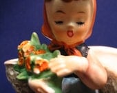 1961 Vintage figure China GIRL Flower Vase Bag planter INARCO figural E-460 Japan