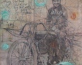 Board Track Harley Indian - Motorcycle Racer - Racing 1920s - Motorcycle Norton Ducati - Original Mixed Media