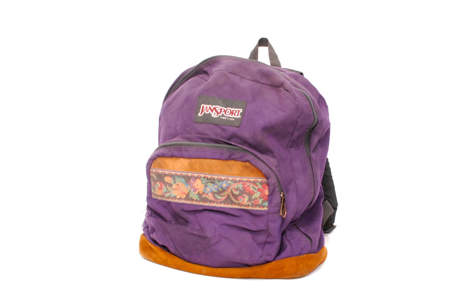 JANSPORT purple canvas 80s BACKPACK daypack FLORAL by CairoVintage