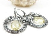 Wire wrap earring , sterling silver earring , metalwork earring ,  dangle earring , gemstone fine jewelry , wire wrap jewelry , wirework
