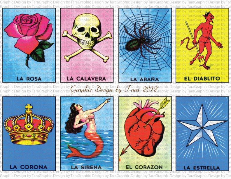 54 Mexican Lotteria Card Images  For Personal and Commercial Use