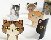 Cat Illustration Adhesive Tape (1.6in)