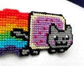Nyan Cat: Handmade Wool Pin Badge / Brooch