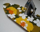 Ironing Board Cover TABLE TOP Vintage yellow brown orange and green large flowers