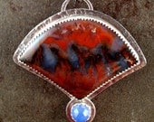 Plume Agate metalwork sterling necklace