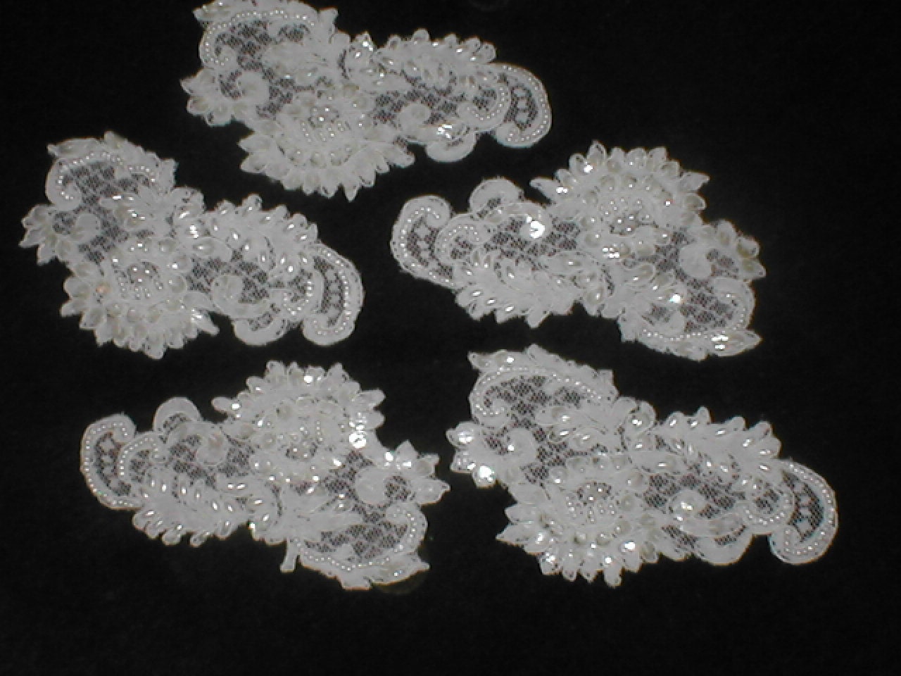 Lot of 5  Beaded Alencon Lace Appliques