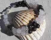 Garnet & Rose Quartz Crystal Gemstone Bracelet - "Beaujolais"