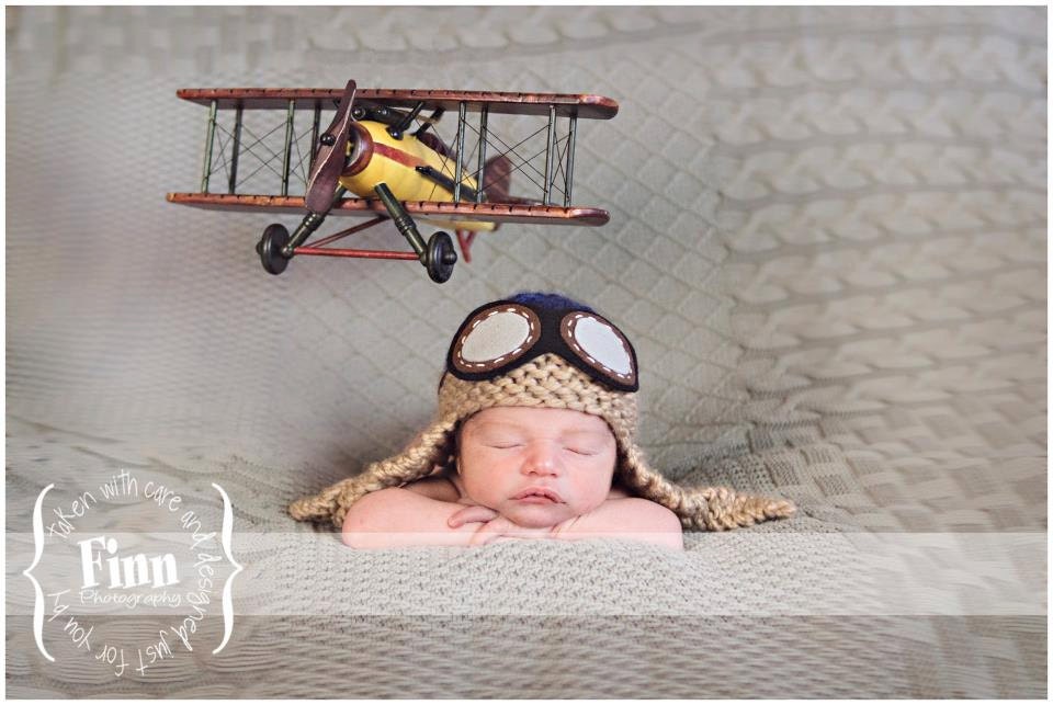Baby Pilot Hat, Aviator, Navy Blue Hand Knit Knitted Photo Prop Newborn, Flying Ace Infant Helmet with Goggles,Over 15 Colors, NB 0-3 months