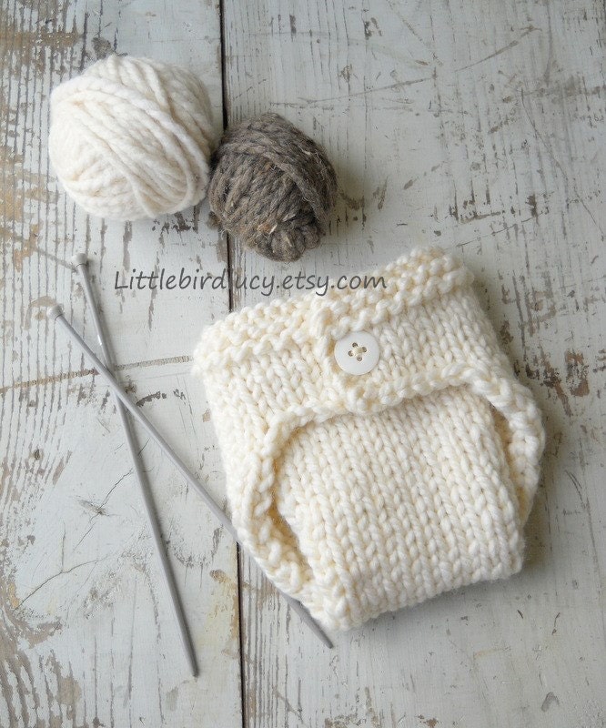 Diaper Cover, Newborn Baby, Knit, Hand Knitted Infant Photo Prop, SALE Cream, Over 40 Colors Options, NB 0-3 Mo. Great Prop Basic