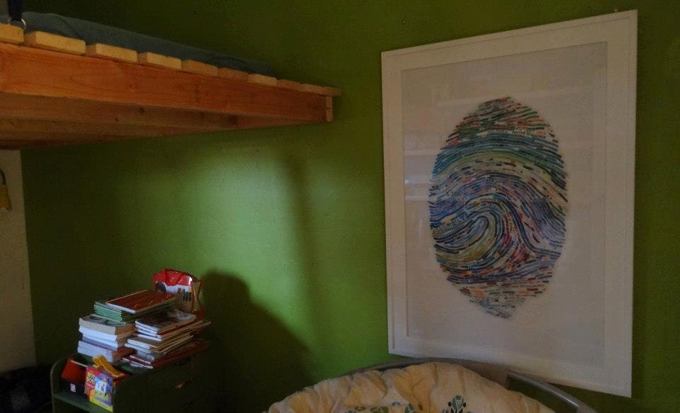 Kid's Colorful Custom Portrait - Totally Personalized, Using Your Child's Own Unique Thumbprint Pattern