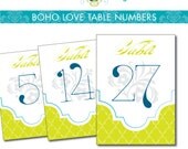 5x7 BOHO Chic Wedding Table NUMBERS  --  Printable Digital File  --  DIY Bride  --  bohemian vintage modern retro mid century