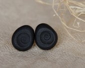 Coal black matryoshkas ear studs