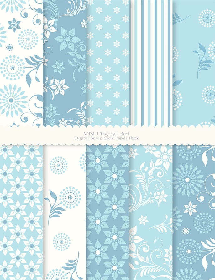 Spring Floral Digital Scrapbook Paper Pack (8.5x11"-300 dpi) -- Instant Download -- 10 Digital papers -- 227