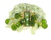 Aventurine Stone - Cuff Bracelet - Lucite Jewelry - Brooch Jewelry - Wedding Bracelets - Green
